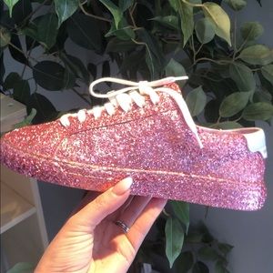 Saint Laurent pink glitter sneakers